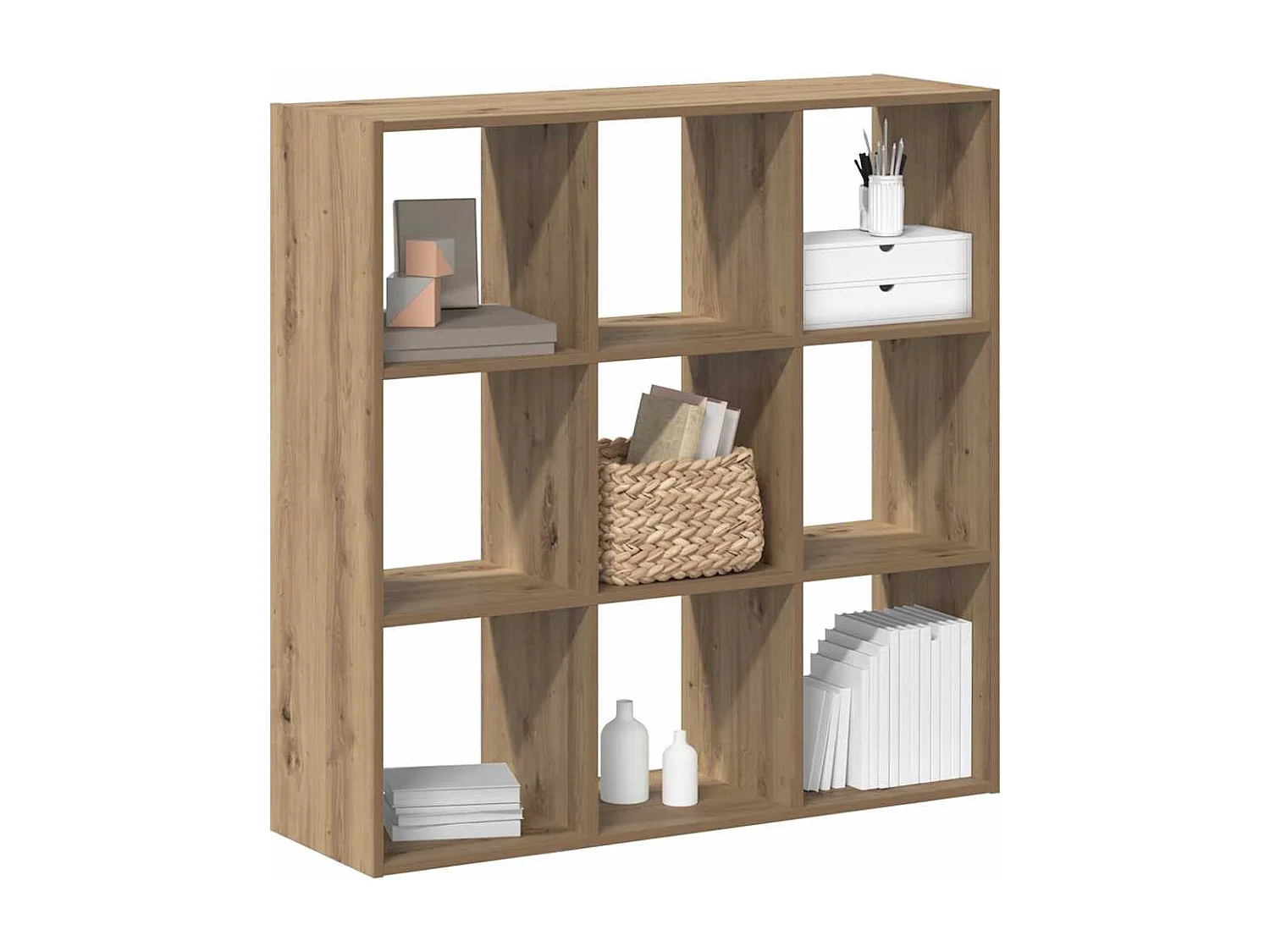 Digna  Bibliothèque chêne artisanal 102x32x102 cm bois d'ingénierie