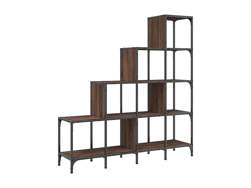 Rylanor  Bibliothèque chêne marron 122x30x132cm bois ingénierie et métal
