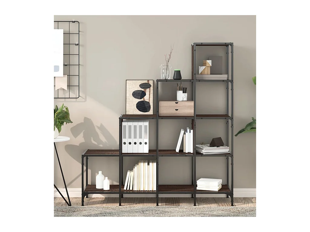 Rylanor  Bibliothèque chêne marron 122x30x132cm bois ingénierie et métal