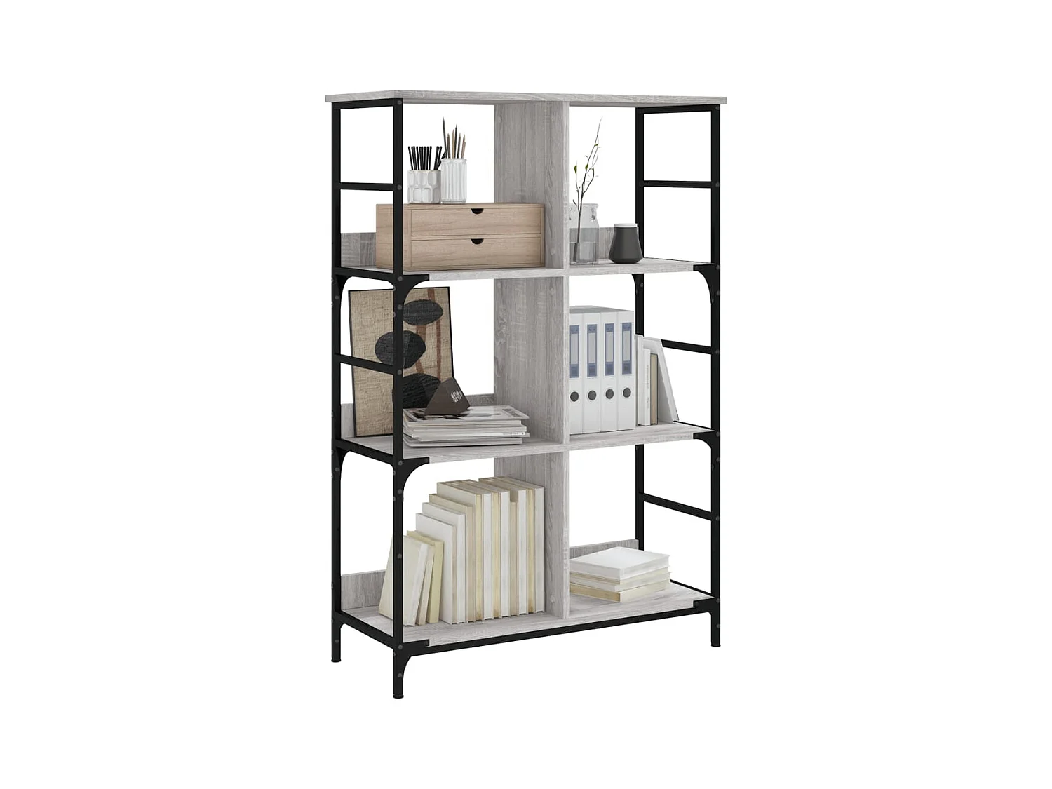 Keith  Bibliothèque sonoma gris 78,5x33x117,5 cm bois d'ingénierie