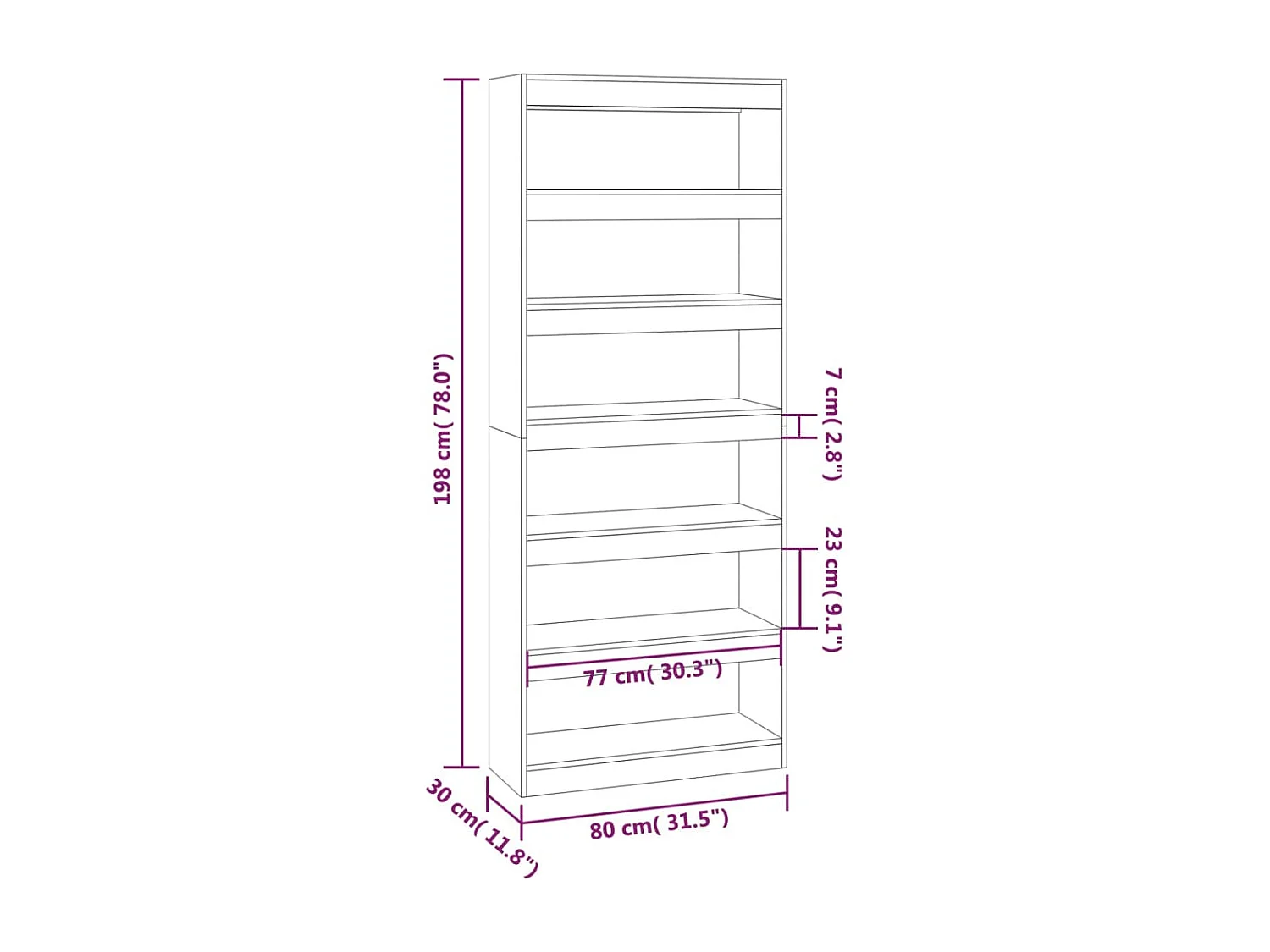 Jakob  Bibliothèque/Séparateur de pièce Chêne fumé Bois d'ingénierie