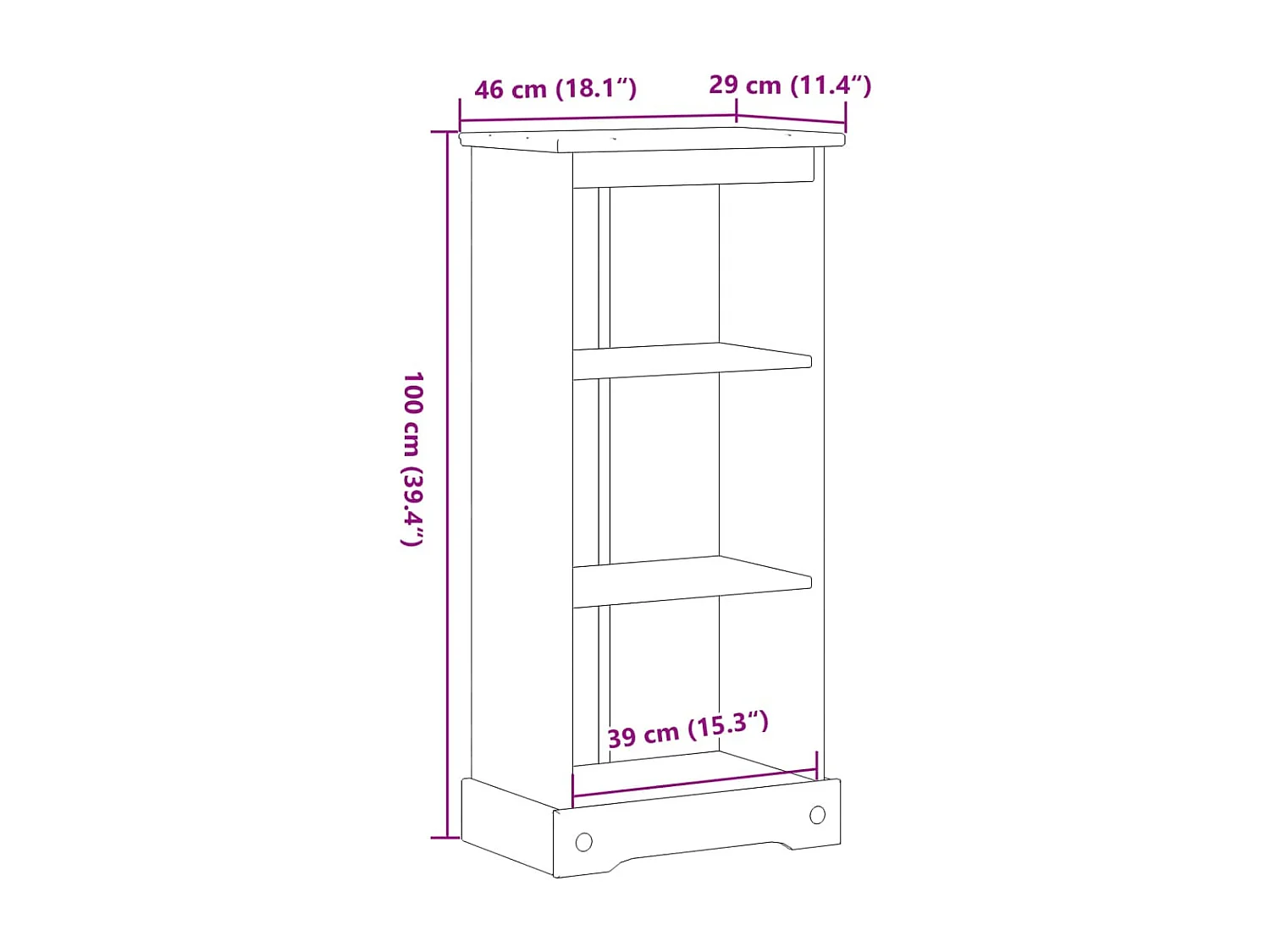 Garden Furniture -  Bibliothèque Corona 46x29x100 cm bois de pin massif
