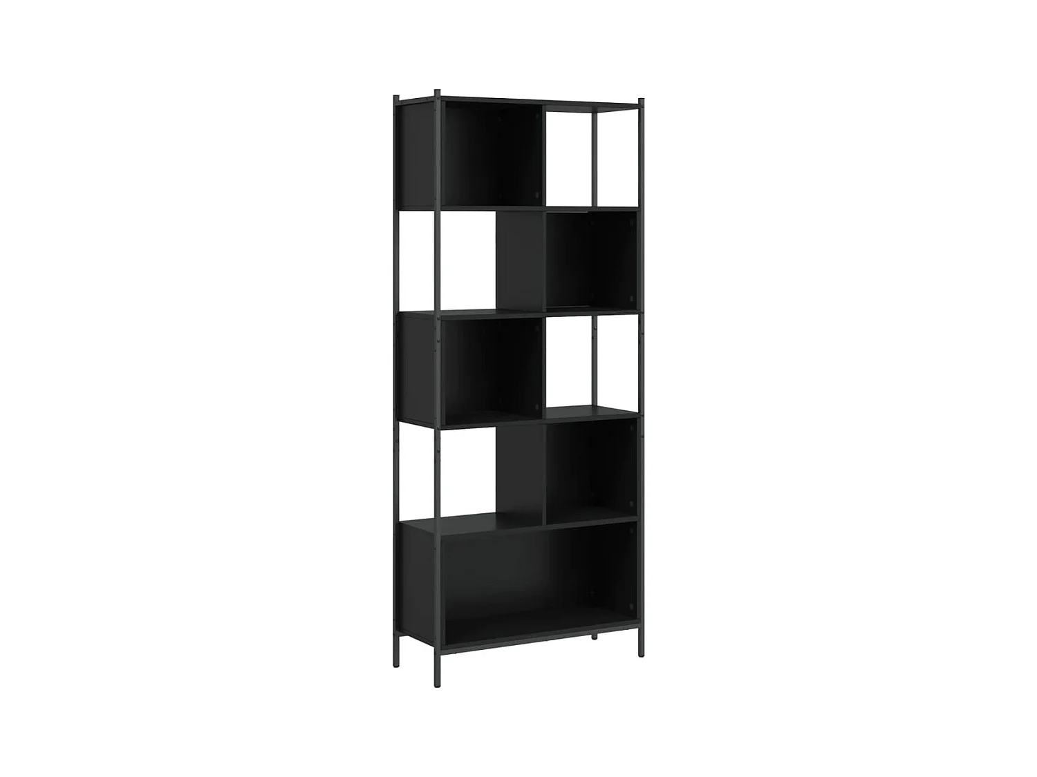 Sonmez  Bibliothèque noir 72x28x172 cm bois d'ingénierie