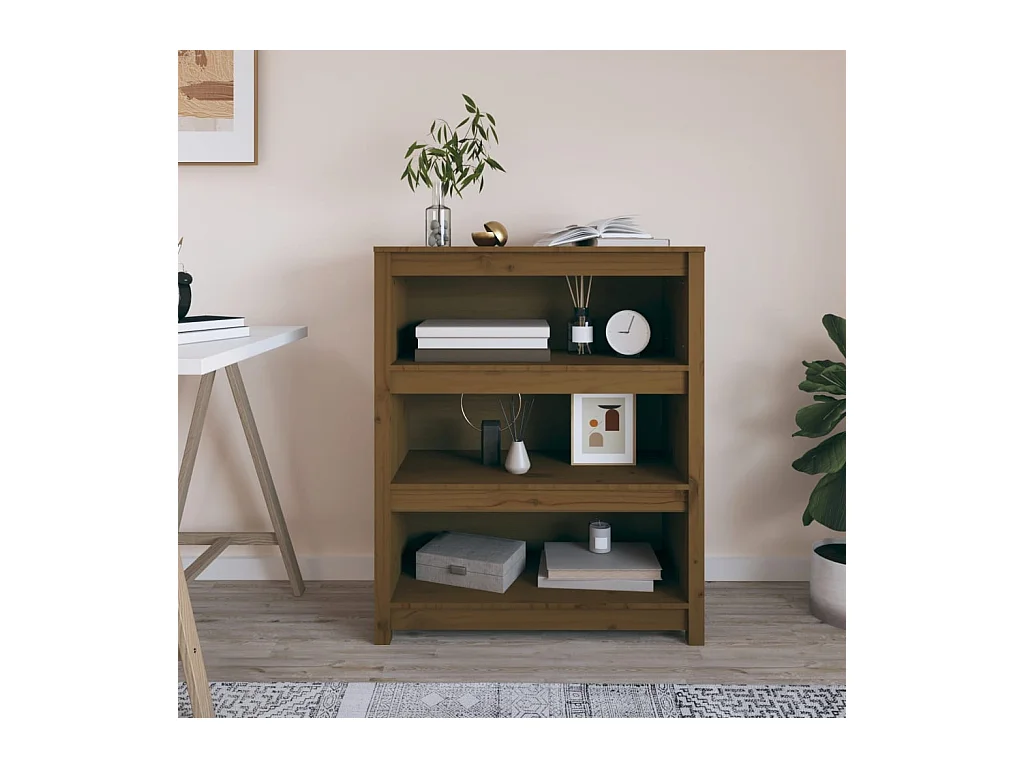 Laurens  Bibliothèque Marron miel 80x35x97 cm Bois de pin massif