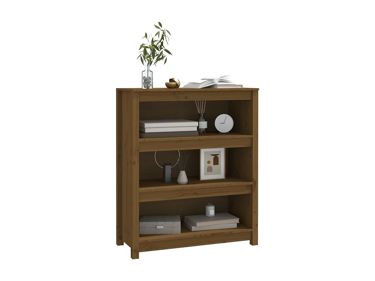 Laurens  Bibliothèque Marron miel 80x35x97 cm Bois de pin massif