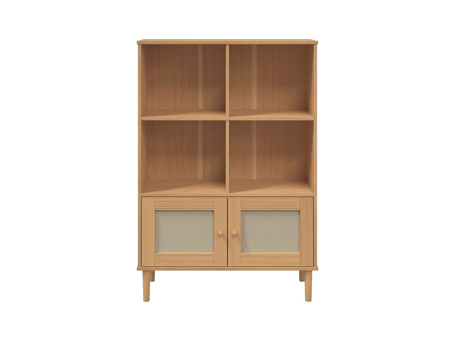 Zelyra  Bibliothèque SENJA aspect de rotin marron bois massif de pin