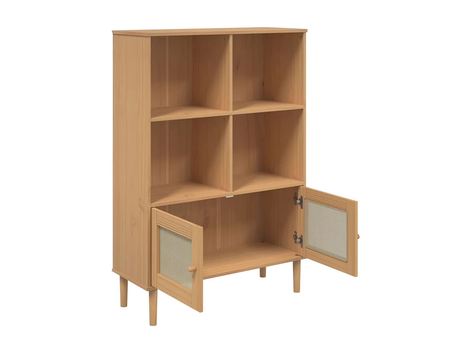 Zelyra  Bibliothèque SENJA aspect de rotin marron bois massif de pin