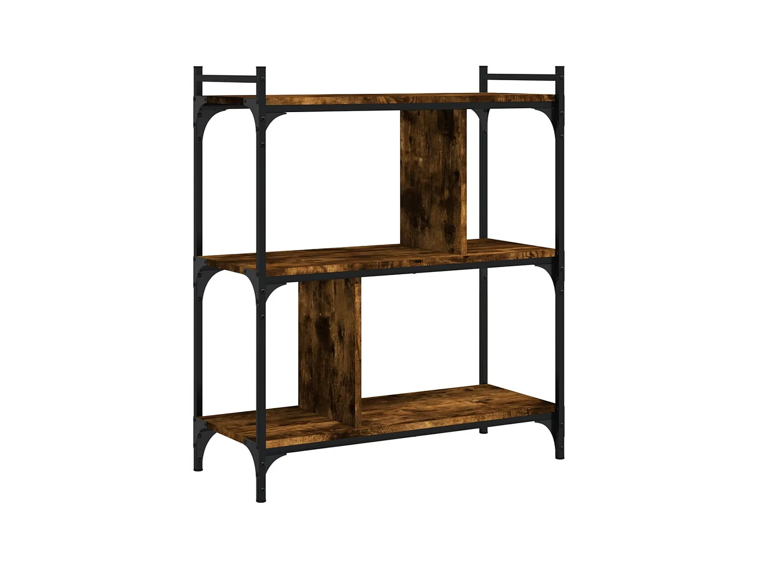 Merse  Bibliothèque 3 niveaux chêne fumé 76x32x88 cm bois d'ingénierie