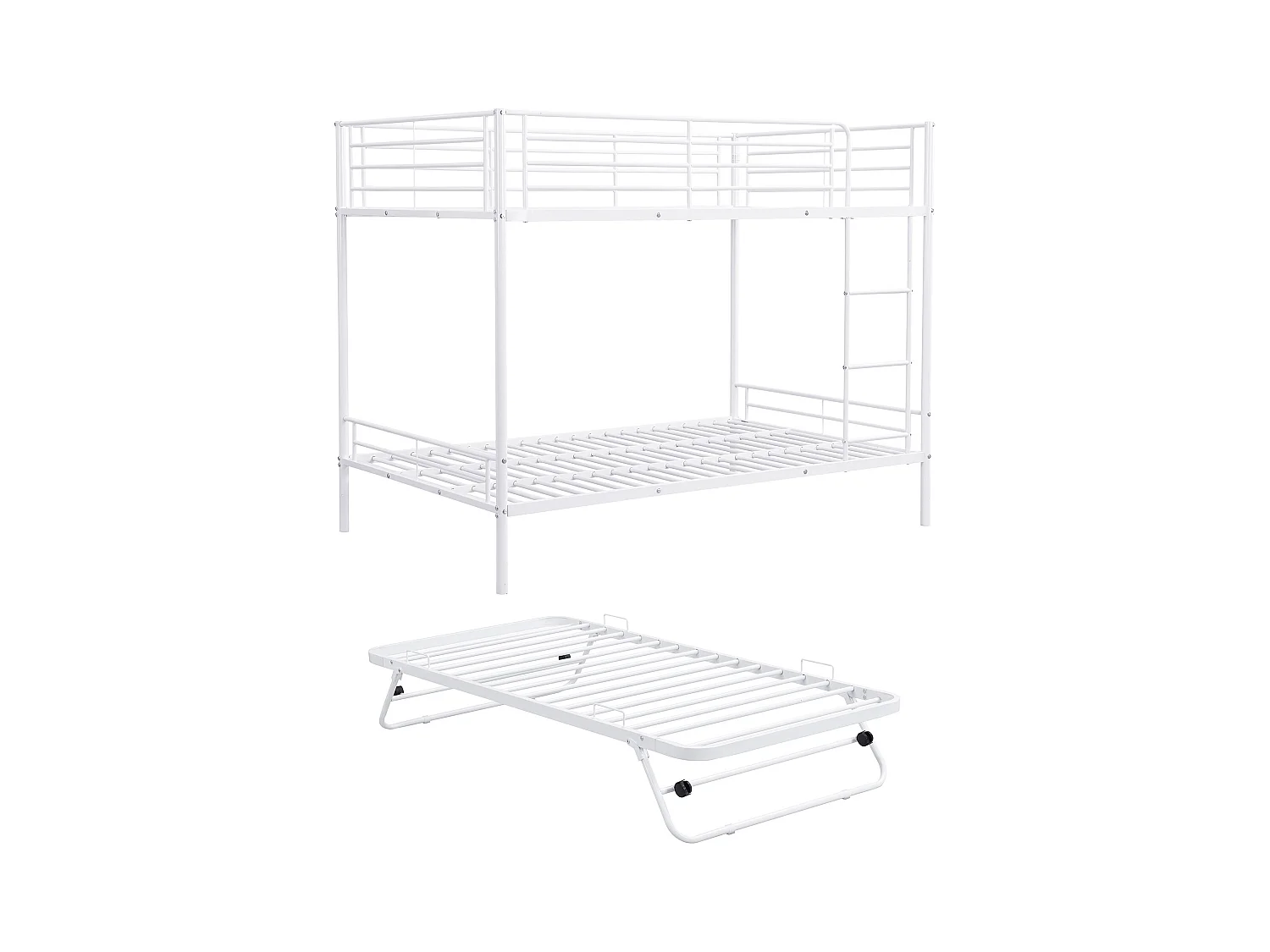 Lits superposés 2 x 90 x 190 cm avec lit d'appoint - Blanc - DUOTIS