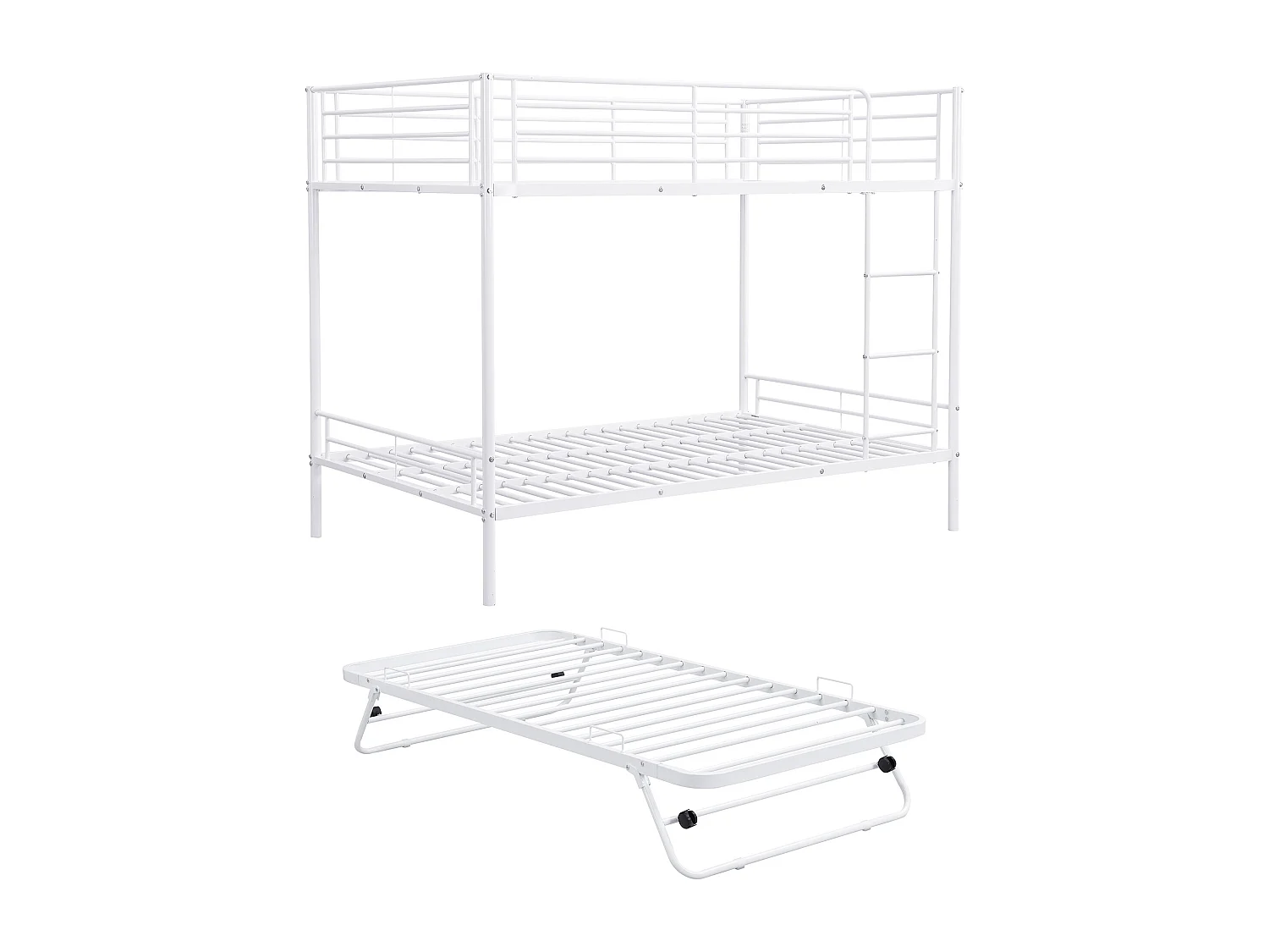 Lits superposés 2 x 90 x 190 cm avec lit d'appoint - Blanc - DUOTIS