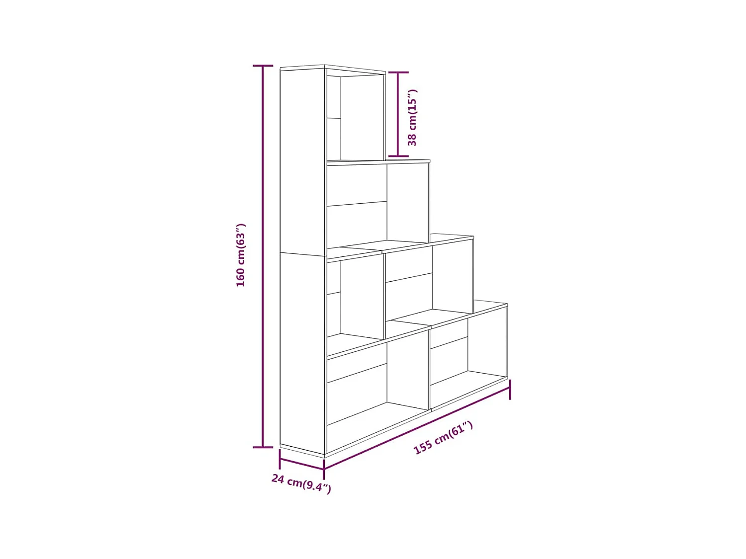 Choctaw  Armoire à livres Chêne marron 155x24x160 cm