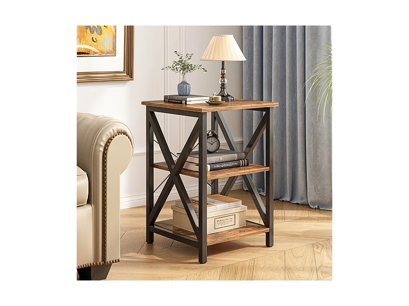 TABLE BASSES INDUSTRIELLE CARRÉE EN BOIS ÉTAGÈRE RÉTRO ARMOIRE LOFT