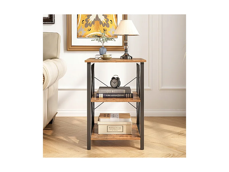 TABLE BASSES INDUSTRIELLE CARRÉE EN BOIS ÉTAGÈRE RÉTRO ARMOIRE LOFT