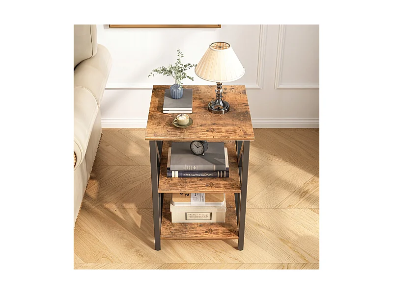 TABLE BASSES INDUSTRIELLE CARRÉE EN BOIS ÉTAGÈRE RÉTRO ARMOIRE LOFT