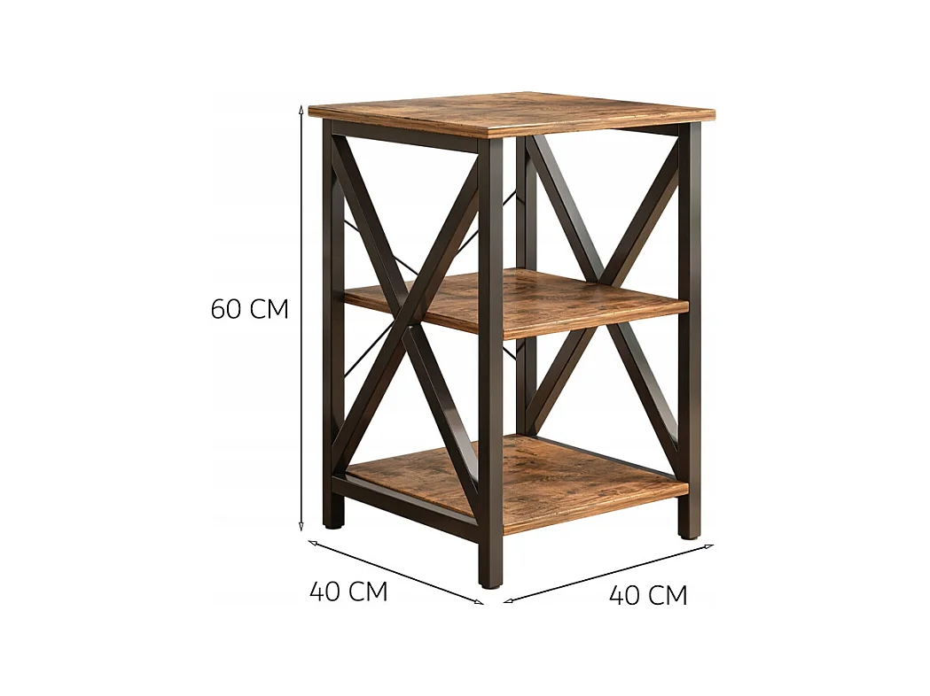 TABLE BASSES INDUSTRIELLE CARRÉE EN BOIS ÉTAGÈRE RÉTRO ARMOIRE LOFT