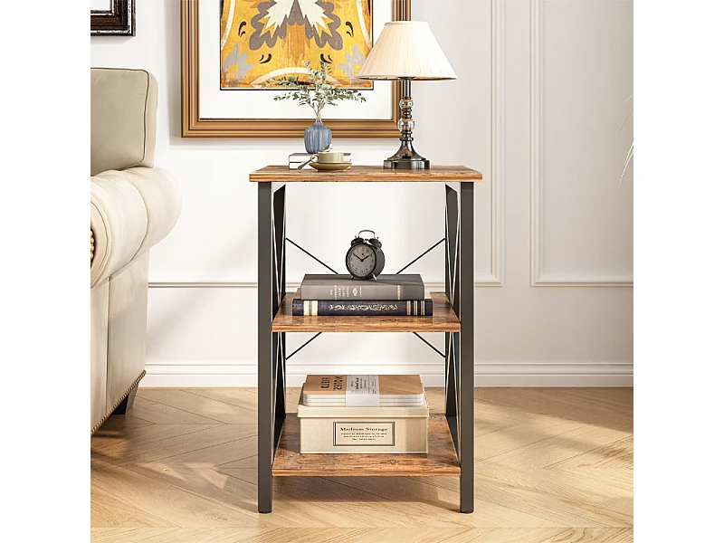 TABLE BASSES INDUSTRIELLE CARRÉE EN BOIS ÉTAGÈRE RÉTRO ARMOIRE LOFT