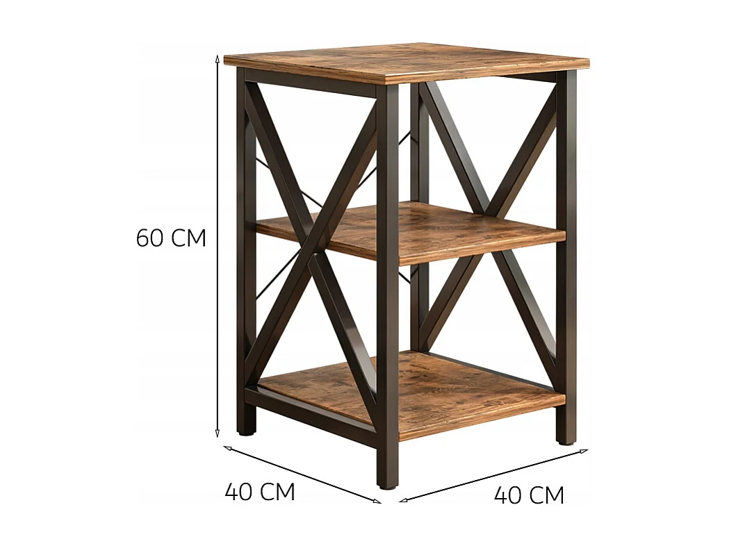 TABLE BASSES INDUSTRIELLE CARRÉE EN BOIS ÉTAGÈRE RÉTRO ARMOIRE LOFT