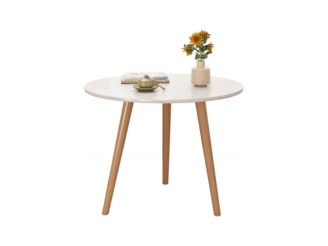 PETITE TABLE BASSES RONDE EN BOIS DE STYLE SCANDINAVE BANQUETTE TABLE DE SALON