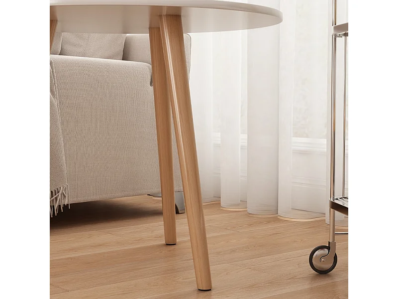 Stolik kawowy mały okrągły drewniany styl skandynawski ława stół do salonu