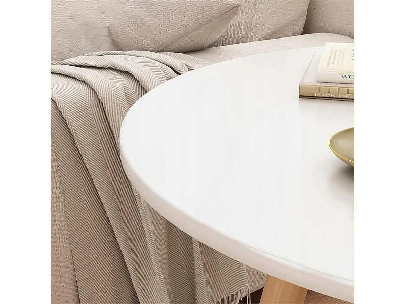 Stolik kawowy mały okrągły drewniany styl skandynawski ława stół do salonu