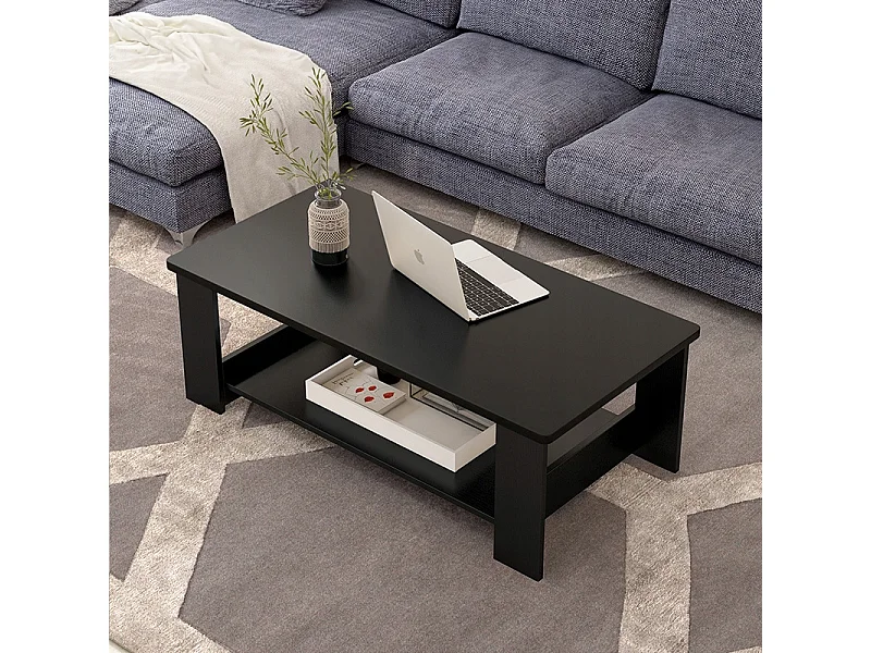 Stolik kawowy nowoczesny ława z półką pokój salon duży 100 cm loft czarny