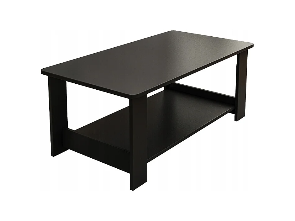 TABLE BASSES MODERNE BANQUETTE AVEC ÉTAGÈRE SALON GRAND 100 CM LOFT NOIR
