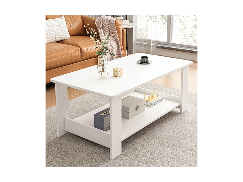 BANQUETTE TABLE BASE BLANCHE MODERNE AVEC ÉTAGÈRE SALON CHAMBRE LOFT GRANDE 100 CM