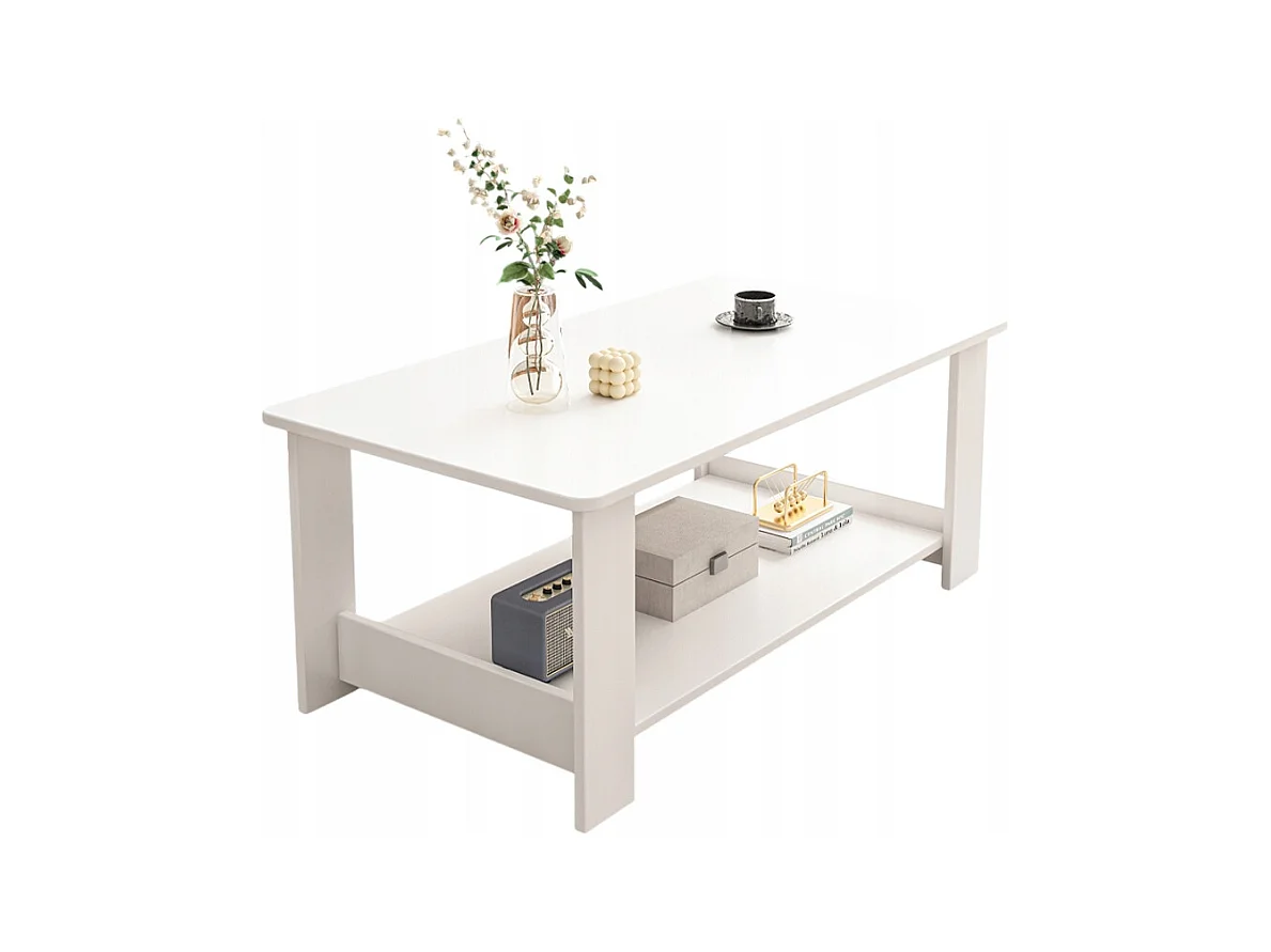 BANQUETTE TABLE BASE BLANCHE MODERNE AVEC ÉTAGÈRE SALON CHAMBRE LOFT GRANDE 100 CM