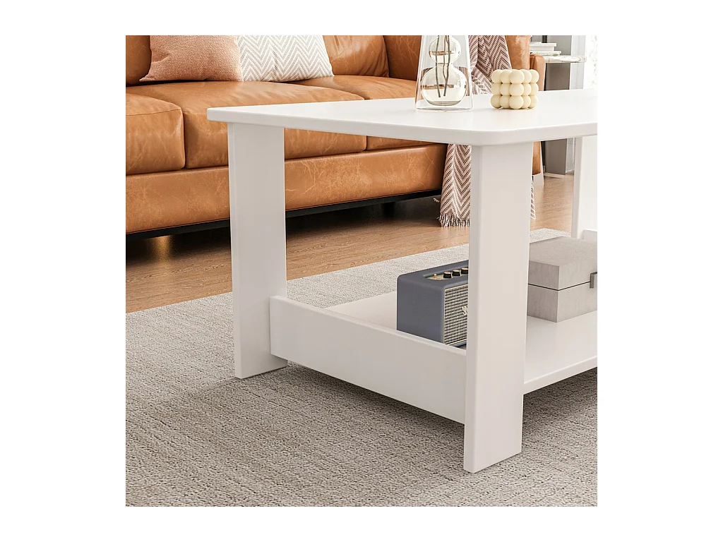 BANQUETTE TABLE BASE BLANCHE MODERNE AVEC ÉTAGÈRE SALON CHAMBRE LOFT GRANDE 100 CM
