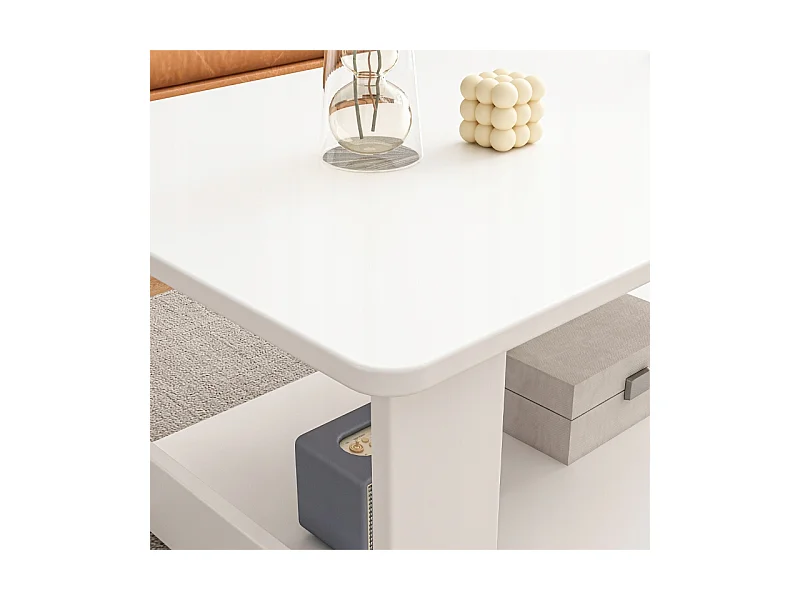 BANQUETTE TABLE BASE BLANCHE MODERNE AVEC ÉTAGÈRE SALON CHAMBRE LOFT GRANDE 100 CM