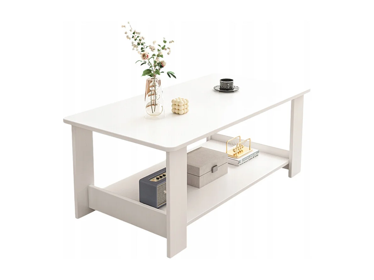 BANQUETTE TABLE BASE BLANCHE MODERNE AVEC ÉTAGÈRE SALON CHAMBRE LOFT GRANDE 100 CM