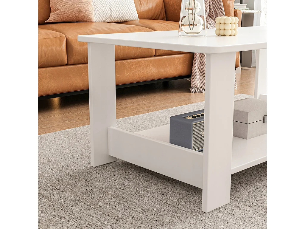 BANQUETTE TABLE BASE BLANCHE MODERNE AVEC ÉTAGÈRE SALON CHAMBRE LOFT GRANDE 100 CM