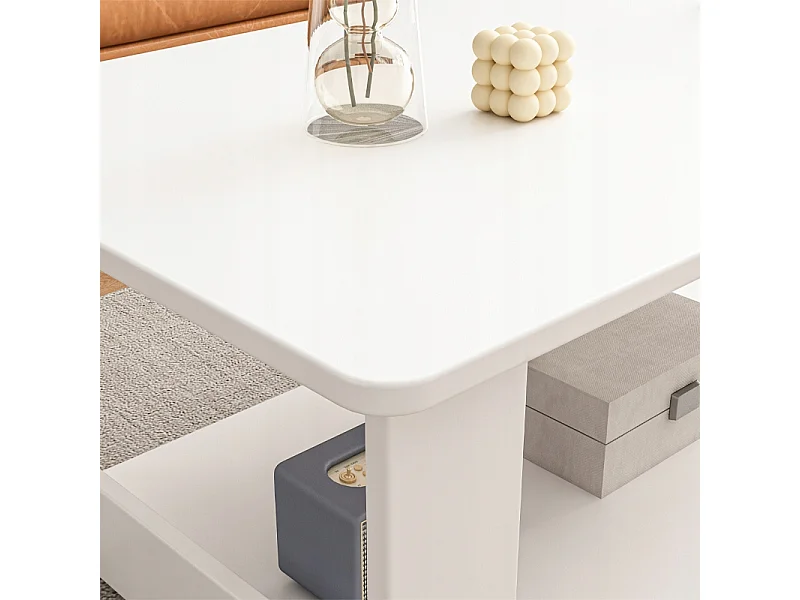 BANQUETTE TABLE BASE BLANCHE MODERNE AVEC ÉTAGÈRE SALON CHAMBRE LOFT GRANDE 100 CM