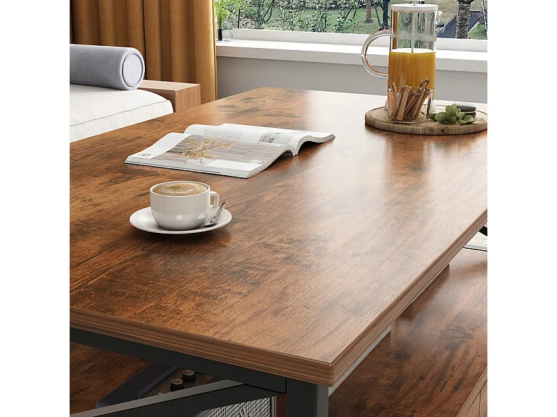 BANQUETTE TABLE BASSES EN BOIS LOFT INDUSTRIEL TIROIRS SALON TABLE 100 CM