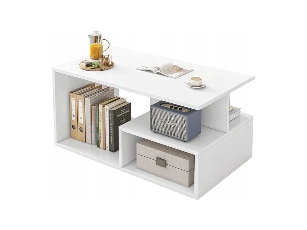 BANQUETTE TABLE BASE BLANCHE MODERNE AVEC ÉTAGÈRE SALON CHAMBRE LOFT GRANDE 90 CM