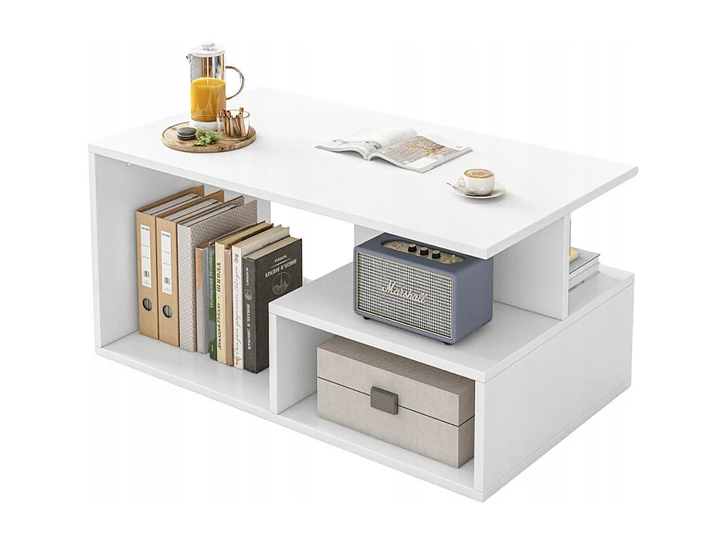 BANK TISCH WEISS KAFFEE MODERN MIT REGAL WOHNZIMMER LOFT GROSS 90 CM