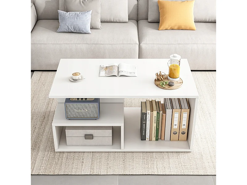 BANK TISCH WEISS KAFFEE MODERN MIT REGAL WOHNZIMMER LOFT GROSS 90 CM