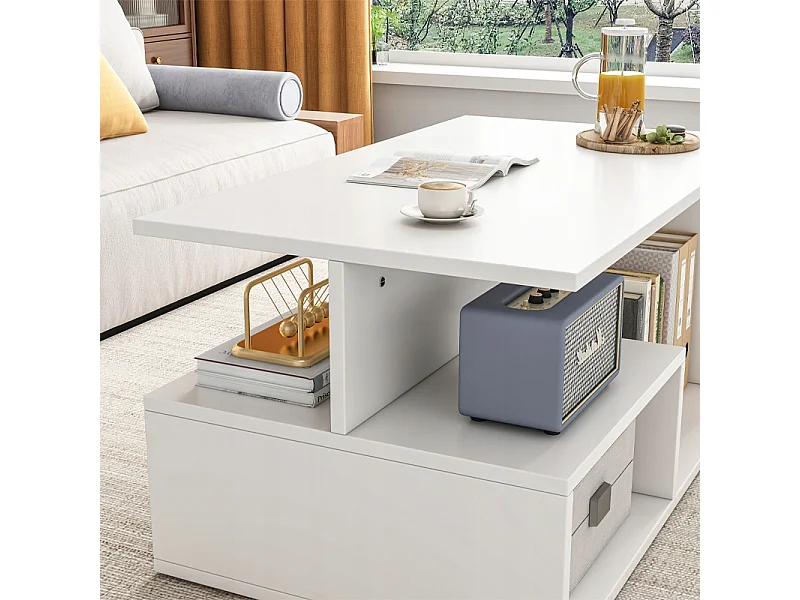 BANK TISCH WEISS KAFFEE MODERN MIT REGAL WOHNZIMMER LOFT GROSS 90 CM