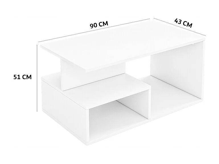 BANK TISCH WEISS KAFFEE MODERN MIT REGAL WOHNZIMMER LOFT GROSS 90 CM