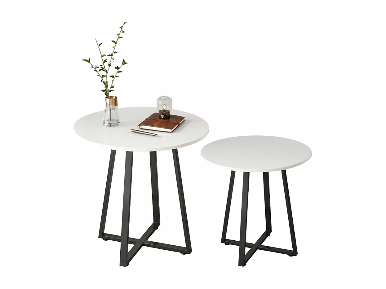 TABLE BASSES RONDE INDUSTRIELLE BANQUETTE POUR SALON LOFT BLANC MODERNE