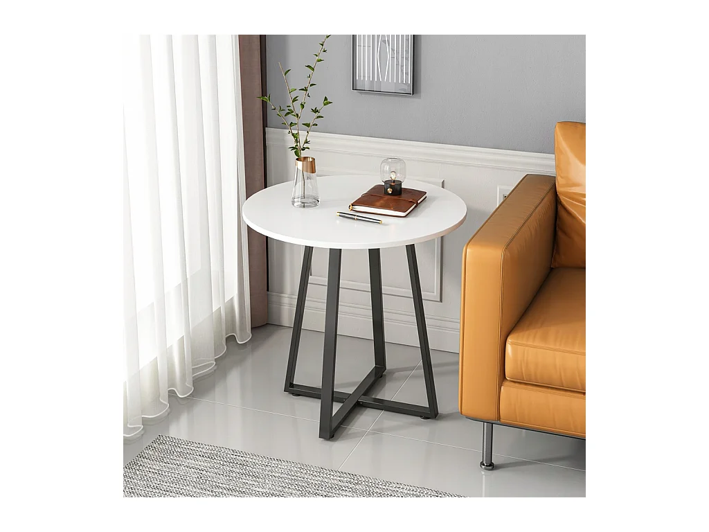 MESA DE CENTRO REDONDA INDUSTRIAL BANQUETA PARA SALÓN LOFT BLANCO MODERNO