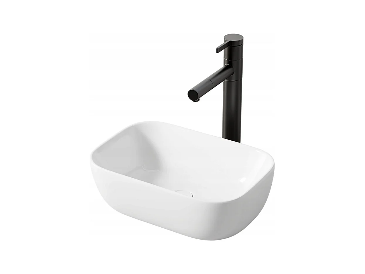 LAVABO À POSER EN CÉRAMIQUE BLANC RECTANGULAIRE BRILLANT 37 x 25,5 CM
