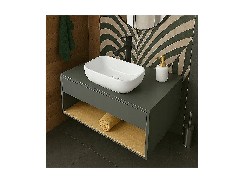 LAVABO À POSER EN CÉRAMIQUE BLANC RECTANGULAIRE BRILLANT 37 x 25,5 CM