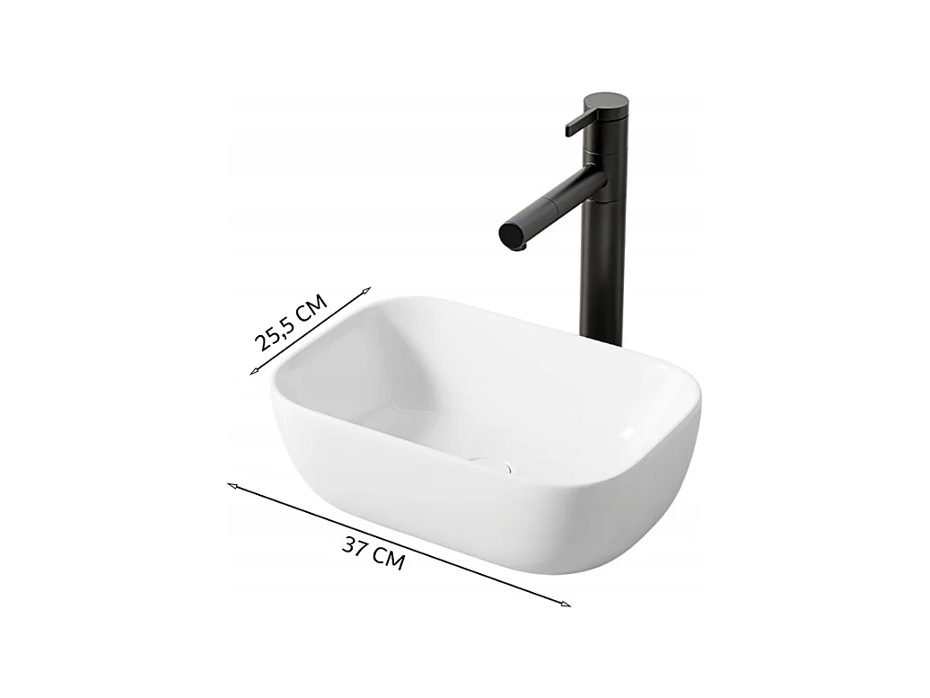 LAVABO À POSER EN CÉRAMIQUE BLANC RECTANGULAIRE BRILLANT 37 x 25,5 CM