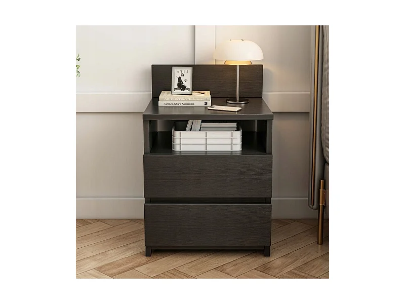 TABLE DE CHEVET TABLE DE CHAMBRE COMMODE 2 TIROIRS NOIRE LOFT MODERNE 40 CM