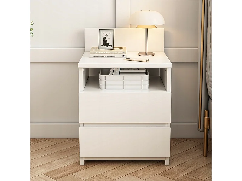 MESA DE NOCHE MESITA DE DORMIDOR CÓMODA 2 CAJONES NEGRA LOFT MODERNA 40 CM