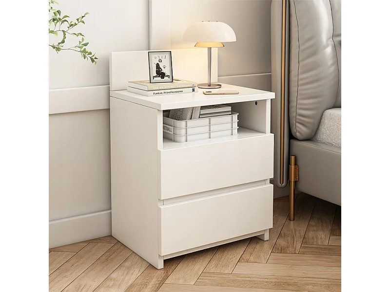 NACHTTISCH SCHLAFZIMMER KOMMODE 2 SCHUBLADEN SCHWARZ LOFT MODERN 40 CM