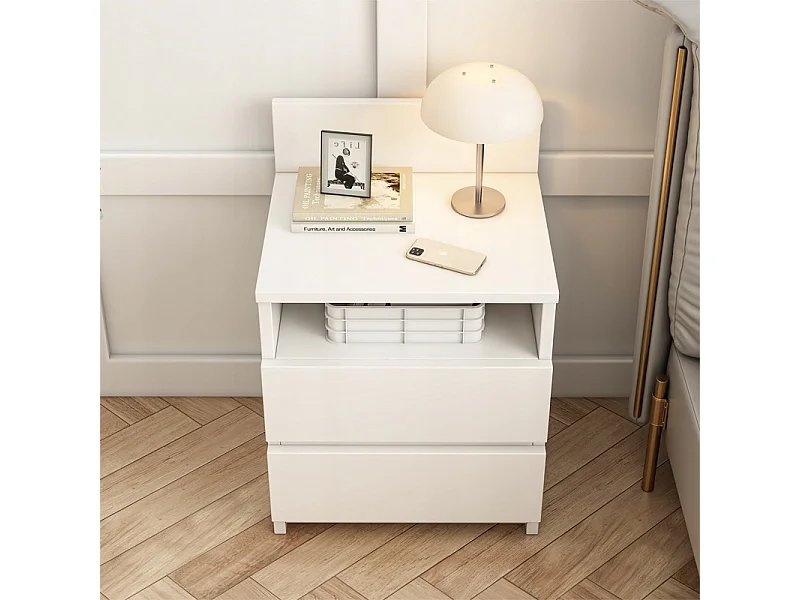 NACHTTISCH SCHLAFZIMMER KOMMODE 2 SCHUBLADEN SCHWARZ LOFT MODERN 40 CM