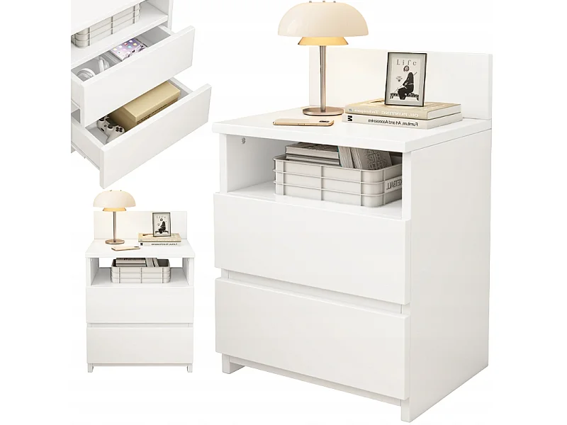 Szafka nocna stolik sypialnia komoda 2 szuflady czarna loft nowoczesna 40cm