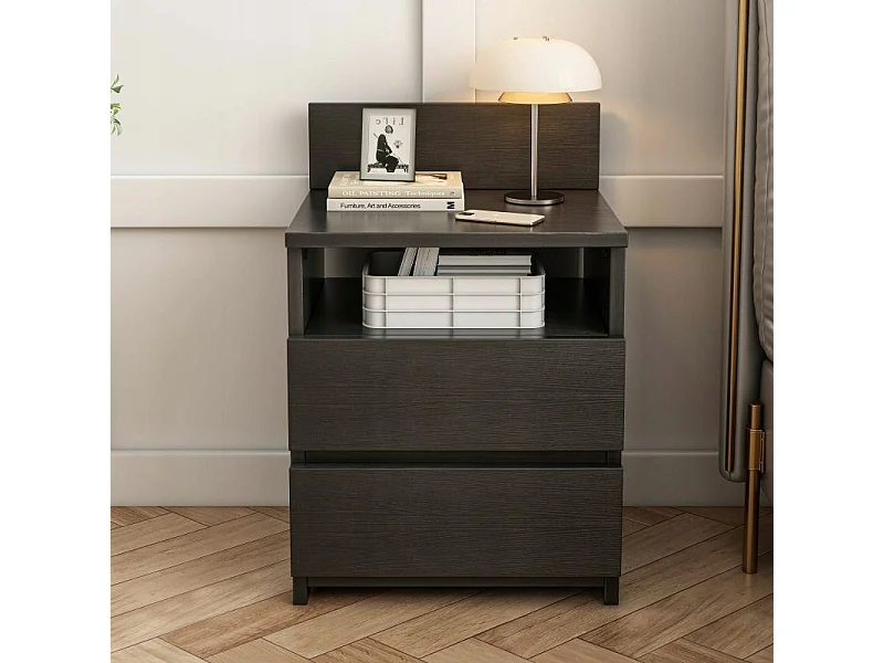 Szafka nocna stolik sypialnia komoda 2 szuflady czarna loft nowoczesna 40cm